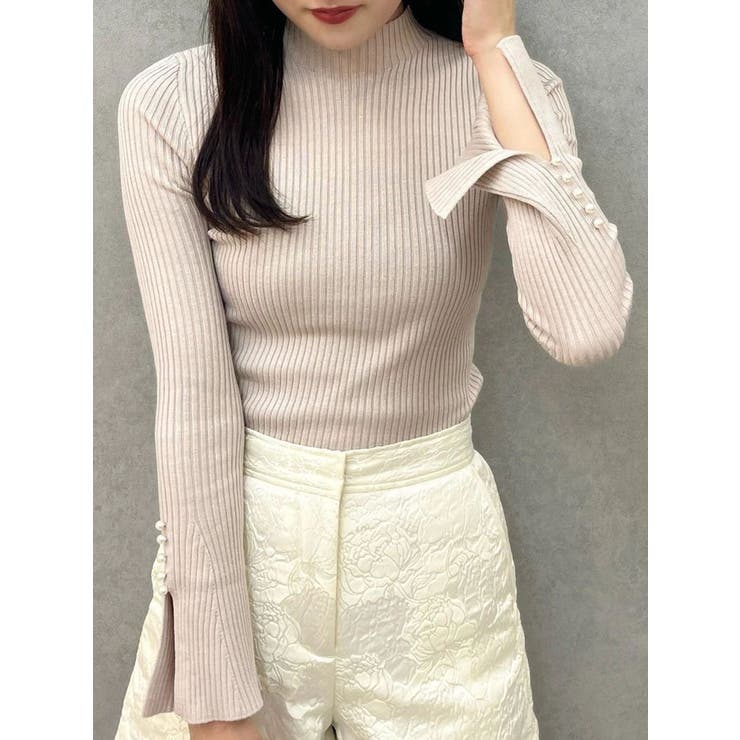 ベージュ | 【追加生産】フレアスリーブハイネックリブニット | MERCURYDUO