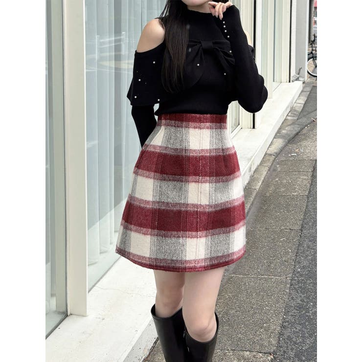 オフショルリボンパールニット | MERCURYDUO | 詳細画像6 