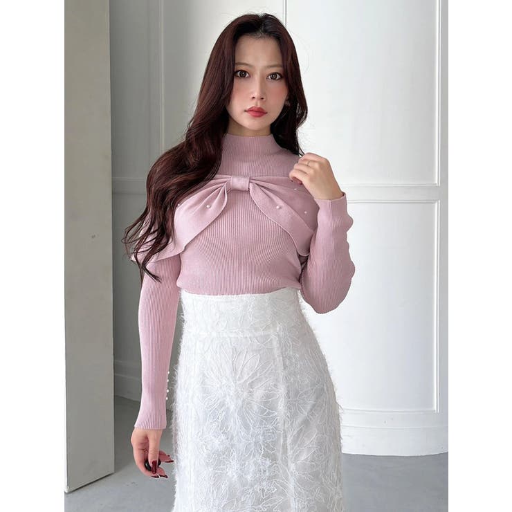 オフショルリボンパールニット | MERCURYDUO | 詳細画像7 