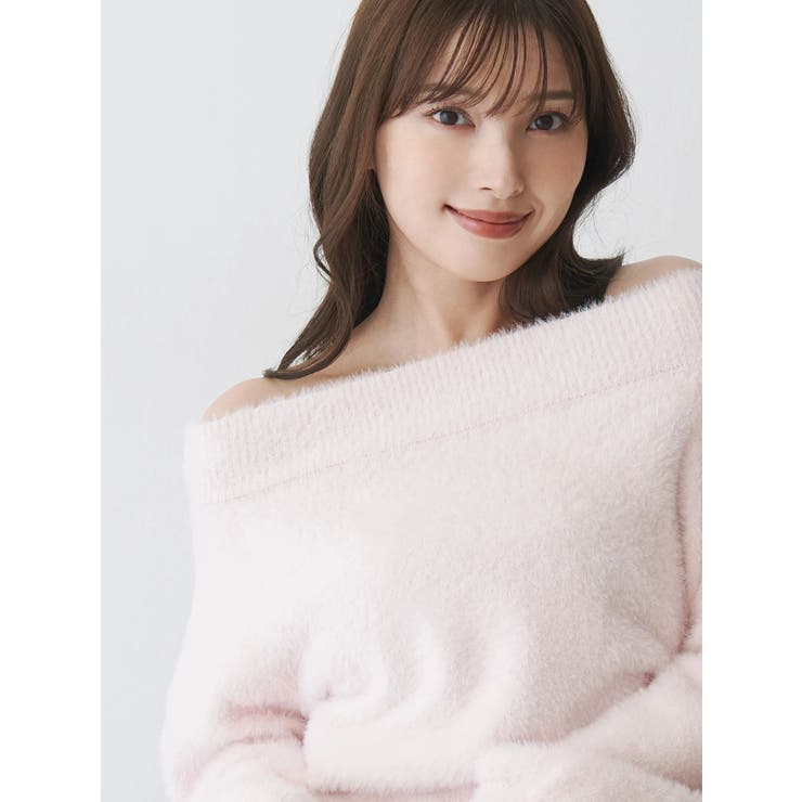 ベビーピンク | 【追加生産】ミニシャギーオフショルニット | MERCURYDUO