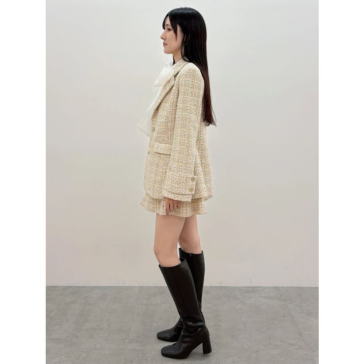 【セットアップ着用可】フィットアンドフレアツイードジャケット | MERCURYDUO | 詳細画像12 