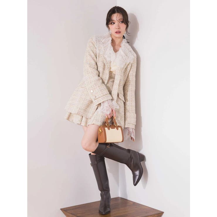 【セットアップ着用可】フィットアンドフレアツイードジャケット | MERCURYDUO | 詳細画像2 