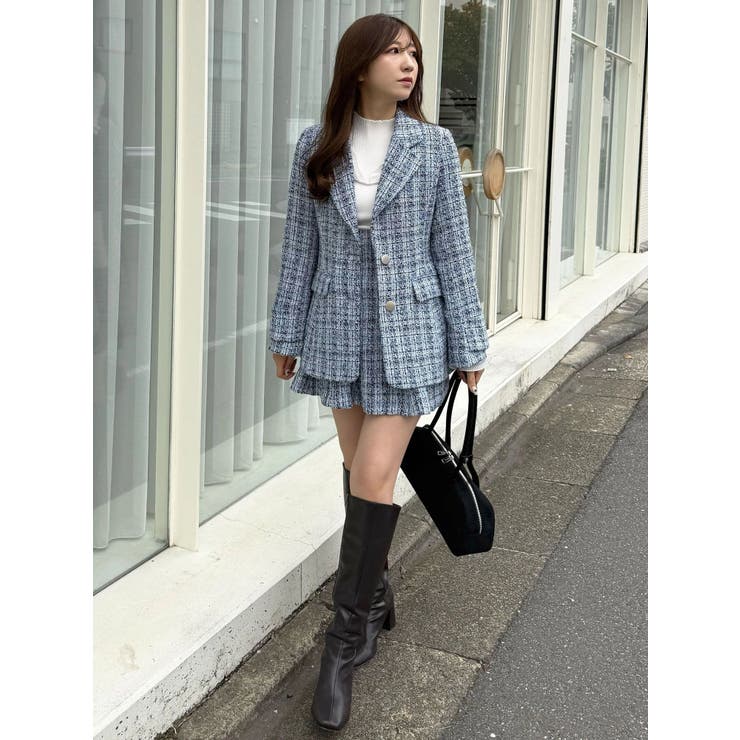 【セットアップ着用可】フィットアンドフレアツイードジャケット | MERCURYDUO | 詳細画像6 