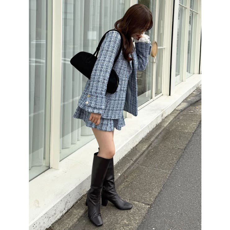 【セットアップ着用可】フィットアンドフレアツイードジャケット | MERCURYDUO | 詳細画像7 