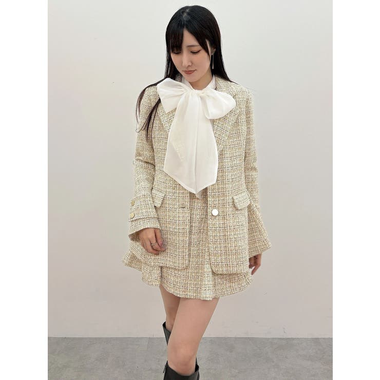 【セットアップ着用可】フィットアンドフレアツイードジャケット | MERCURYDUO | 詳細画像9 
