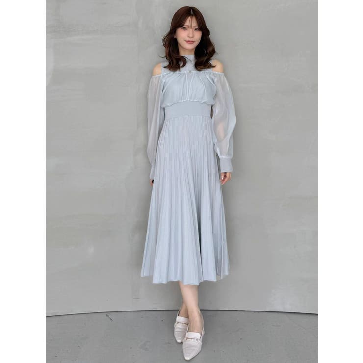 異素材ドッキングプリーツフレアニットワピース | MERCURYDUO | 詳細画像11 