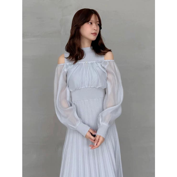 異素材ドッキングプリーツフレアニットワピース | MERCURYDUO | 詳細画像12 