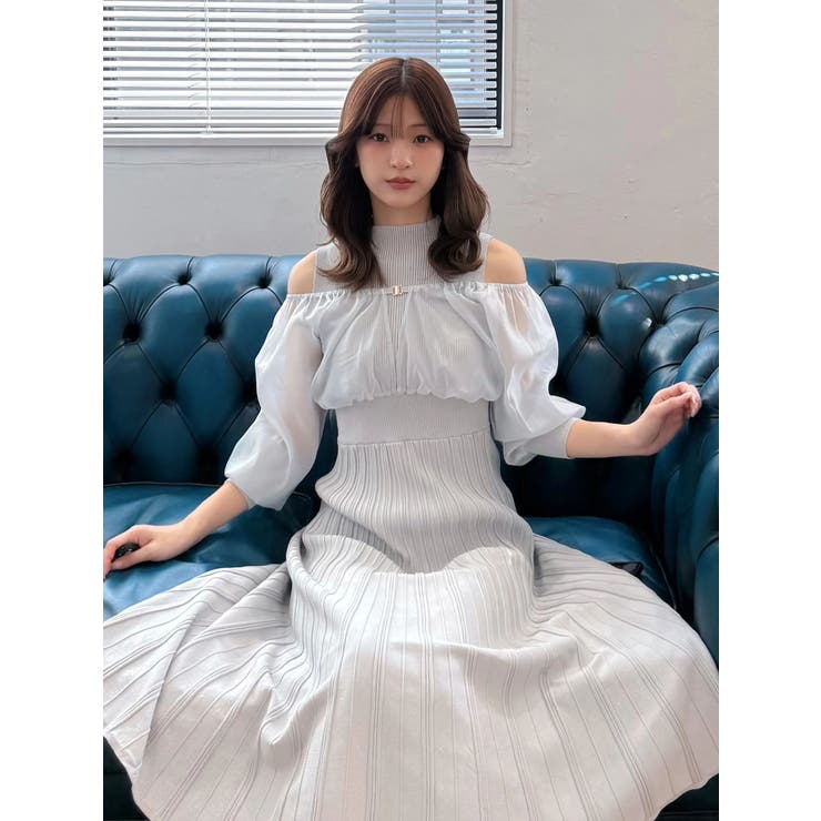 異素材ドッキングプリーツフレアニットワピース | MERCURYDUO | 詳細画像13 