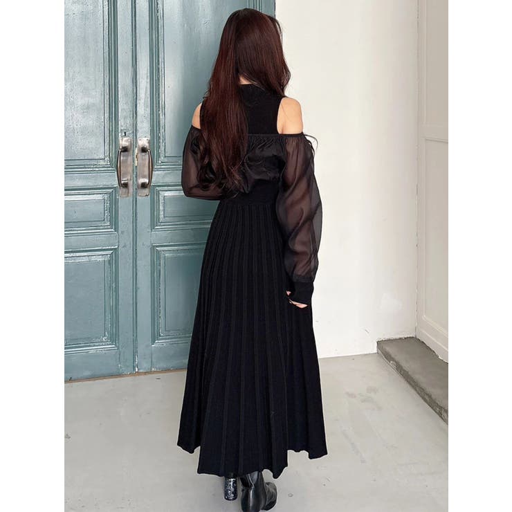 異素材ドッキングプリーツフレアニットワピース | MERCURYDUO | 詳細画像15 