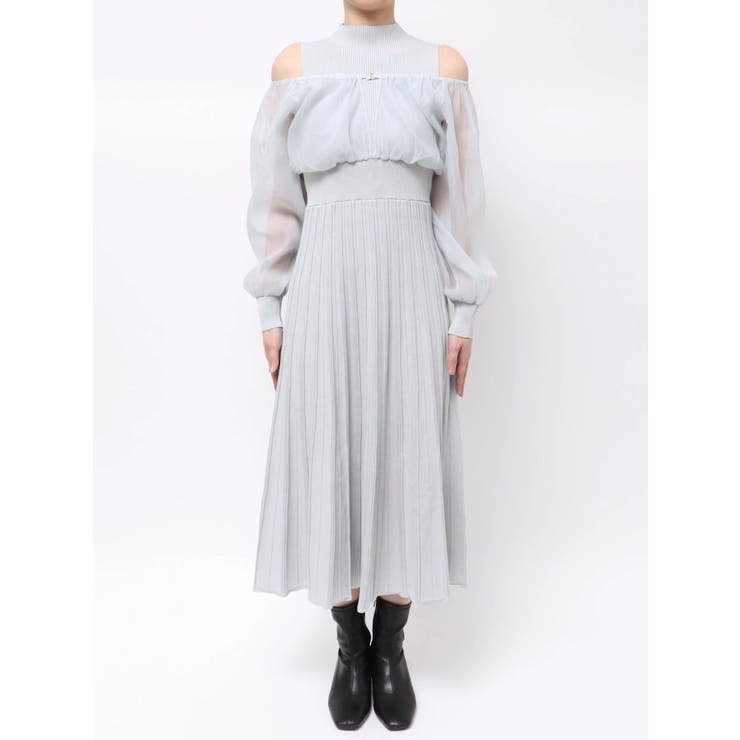 異素材ドッキングプリーツフレアニットワピース | MERCURYDUO | 詳細画像16 