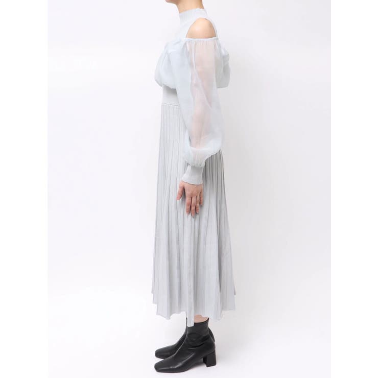 異素材ドッキングプリーツフレアニットワピース | MERCURYDUO | 詳細画像17 