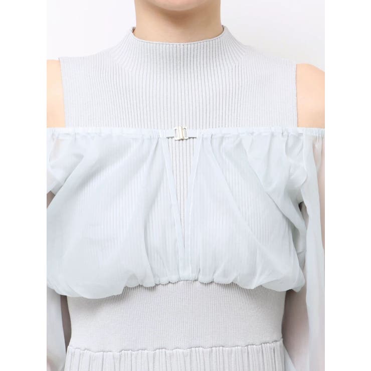 異素材ドッキングプリーツフレアニットワピース | MERCURYDUO | 詳細画像19 