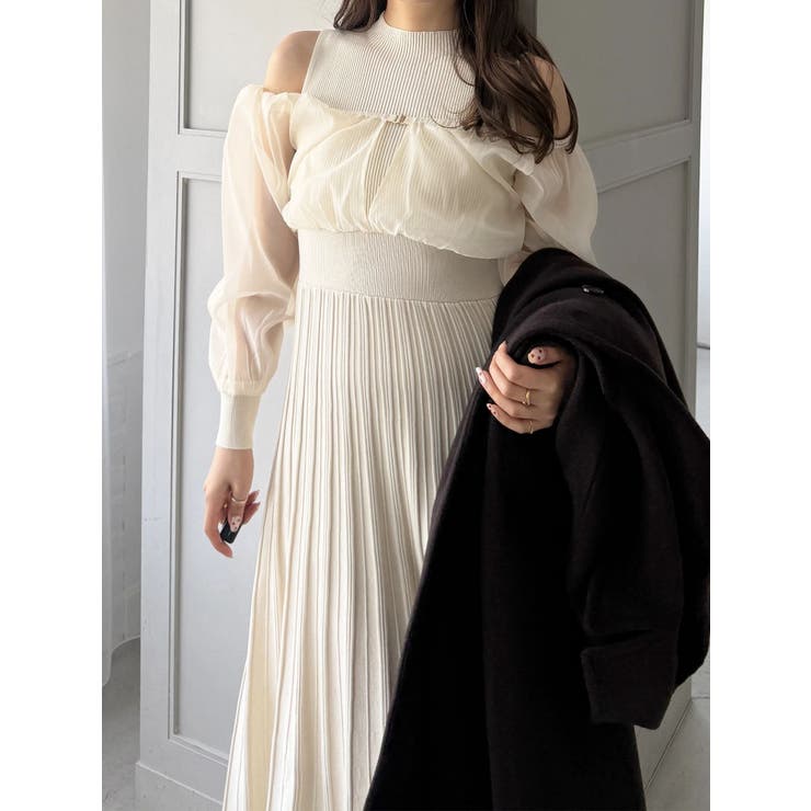 異素材ドッキングプリーツフレアニットワピース | MERCURYDUO | 詳細画像6 