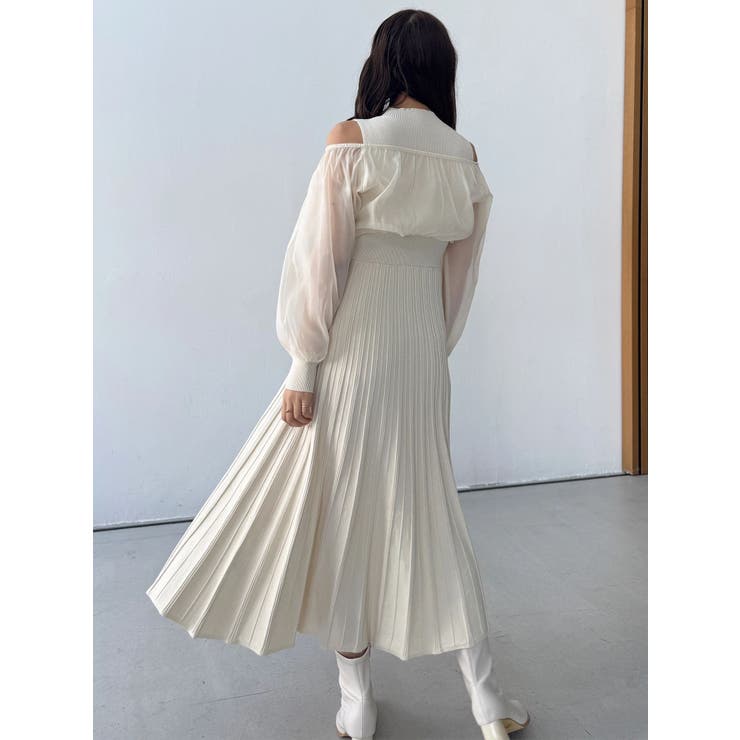 異素材ドッキングプリーツフレアニットワピース | MERCURYDUO | 詳細画像7 