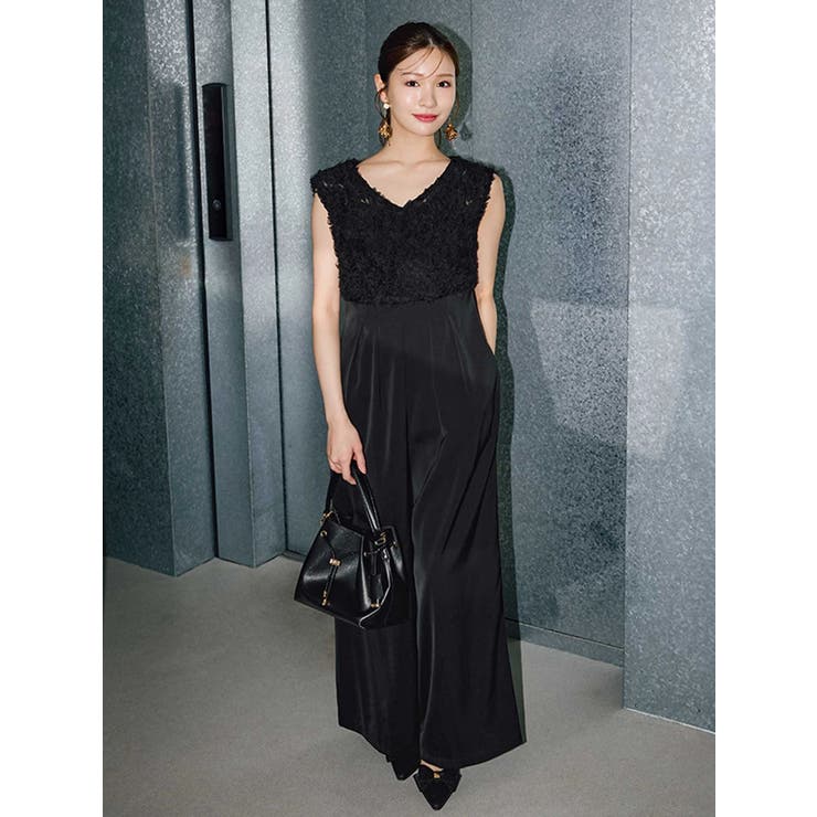 ブラック | チュールフリルドッキングロンパース | MERCURYDUO