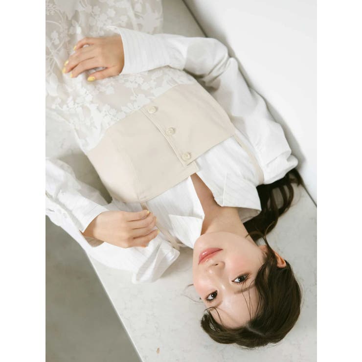 アシメビスチェドッキングパワショルシャツワンピース | MERCURYDUO | 詳細画像4 