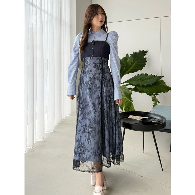 アシメビスチェドッキングパワショルシャツワンピース | MERCURYDUO | 詳細画像5 