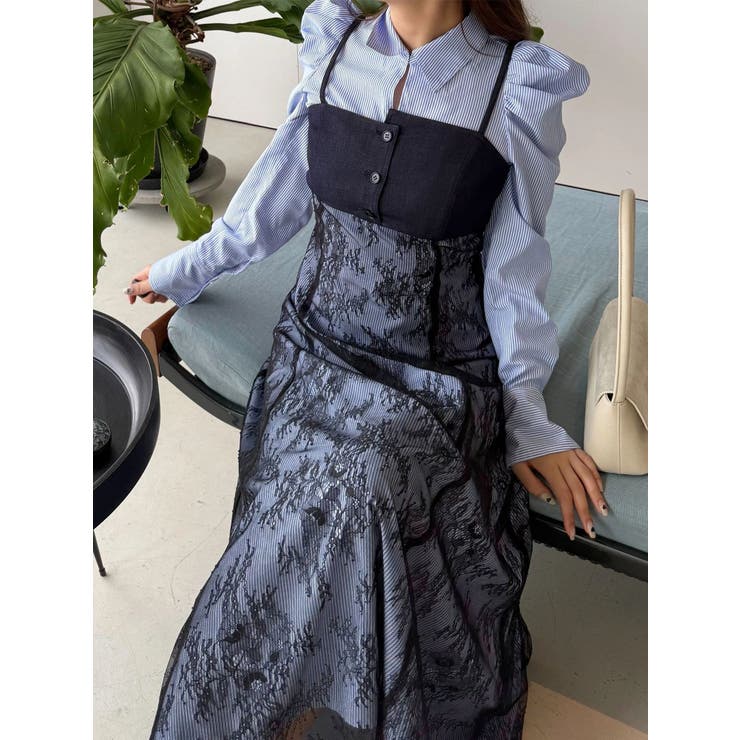 アシメビスチェドッキングパワショルシャツワンピース | MERCURYDUO | 詳細画像8 