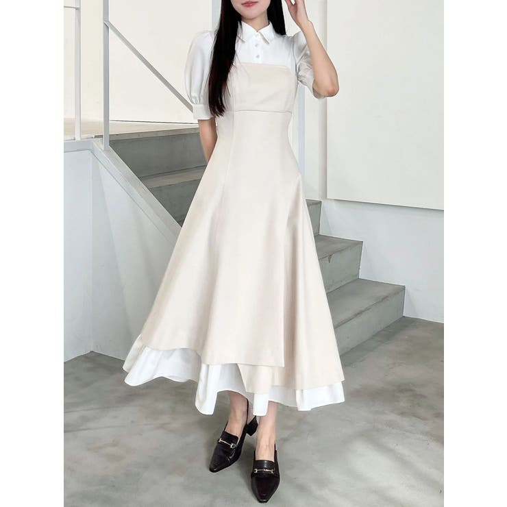 ベージュ | シャツドッキングベアワンピース | MERCURYDUO