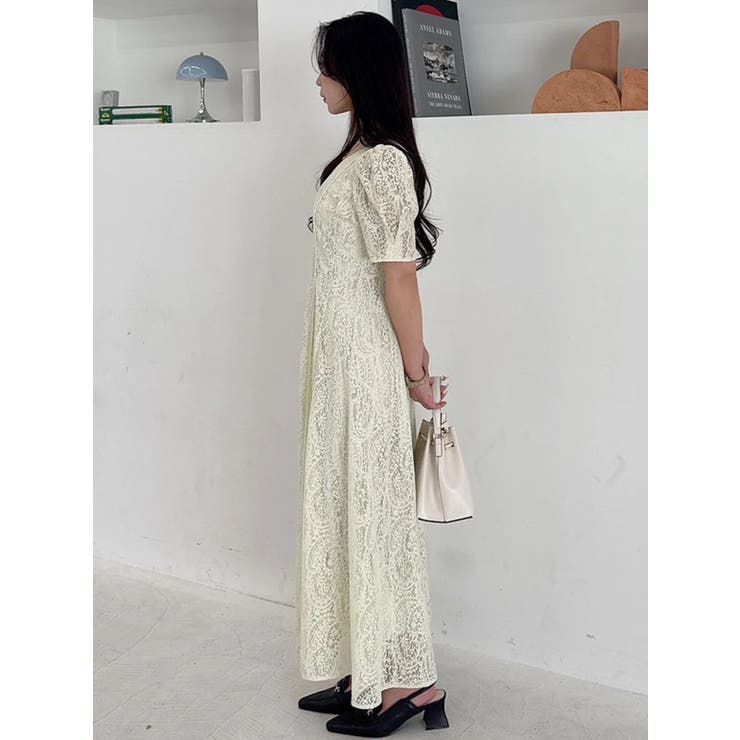 レースパイピングロングワンピース | MERCURYDUO | 詳細画像17 