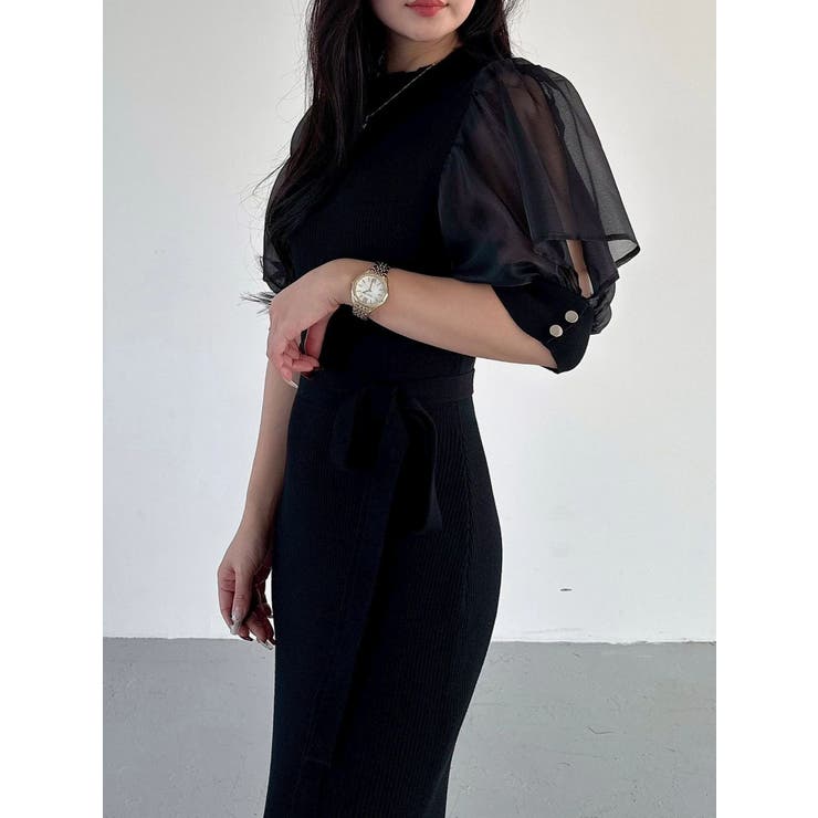 異素材スリーブリブマーメイドワンピース | MERCURYDUO | 詳細画像12 