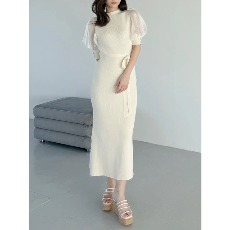 異素材スリーブリブマーメイドワンピース | MERCURYDUO | 詳細画像2 