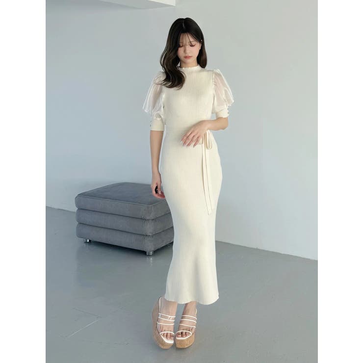 異素材スリーブリブマーメイドワンピース | MERCURYDUO | 詳細画像3 