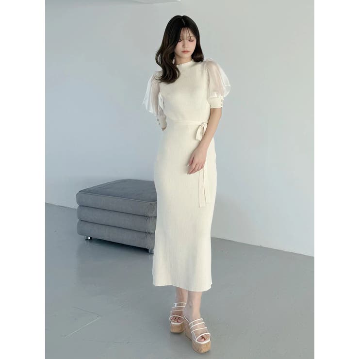 異素材スリーブリブマーメイドワンピース | MERCURYDUO | 詳細画像4 