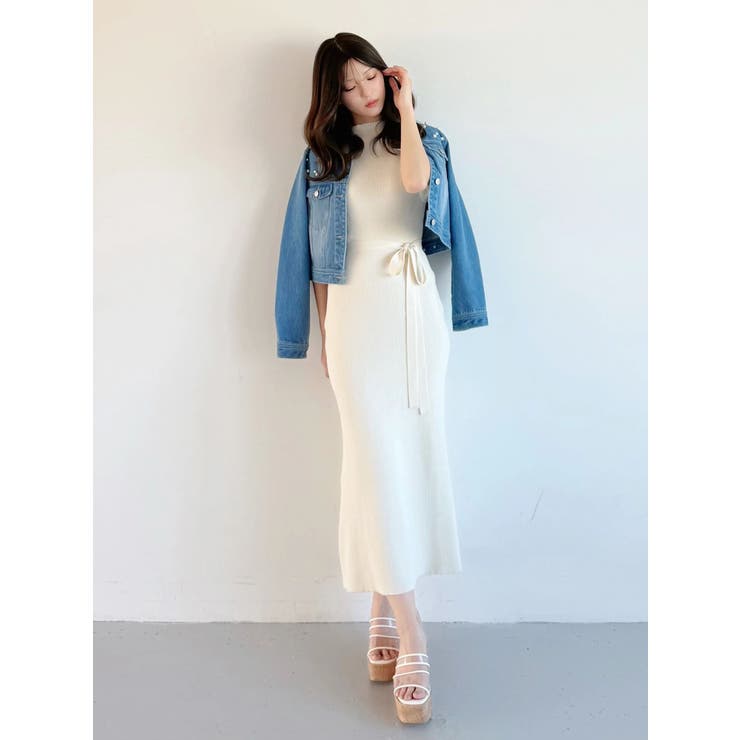 異素材スリーブリブマーメイドワンピース | MERCURYDUO | 詳細画像5 