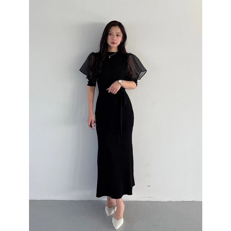 異素材スリーブリブマーメイドワンピース | MERCURYDUO | 詳細画像8 