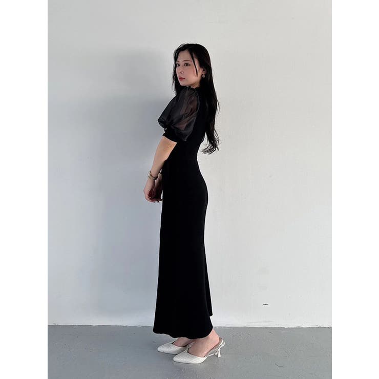 異素材スリーブリブマーメイドワンピース | MERCURYDUO | 詳細画像9 