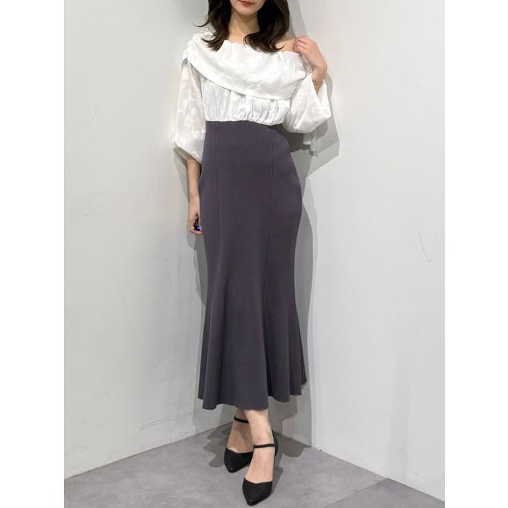 チャコールグレー | ブラウスドッキングニットワンピース | MERCURYDUO