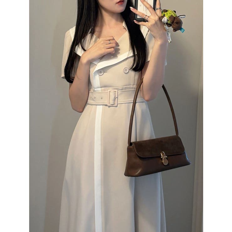 バイカラーハーフスリーブトレンチフレアワンピース | MERCURYDUO | 詳細画像16 