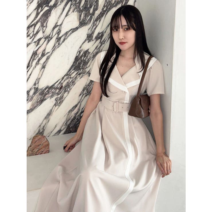 バイカラーハーフスリーブトレンチフレアワンピース | MERCURYDUO | 詳細画像17 