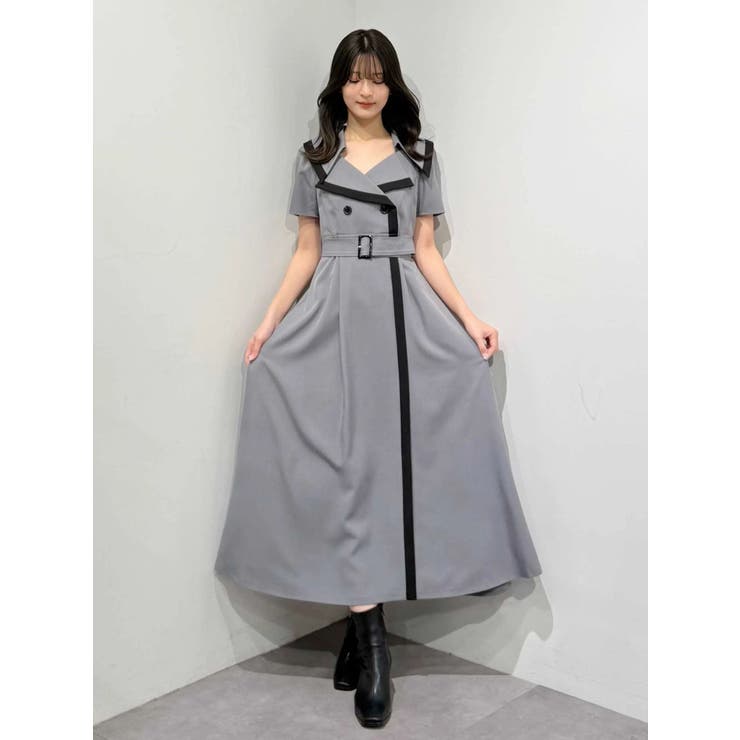 バイカラーハーフスリーブトレンチフレアワンピース | MERCURYDUO | 詳細画像22 