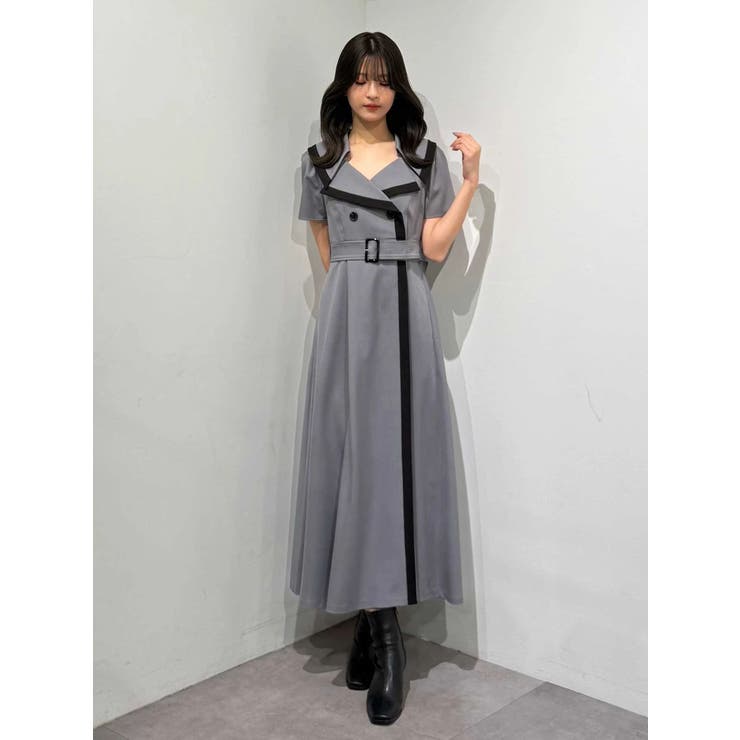 バイカラーハーフスリーブトレンチフレアワンピース | MERCURYDUO | 詳細画像23 