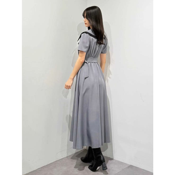 バイカラーハーフスリーブトレンチフレアワンピース | MERCURYDUO | 詳細画像24 