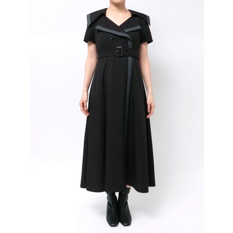 バイカラーハーフスリーブトレンチフレアワンピース | MERCURYDUO | 詳細画像25 