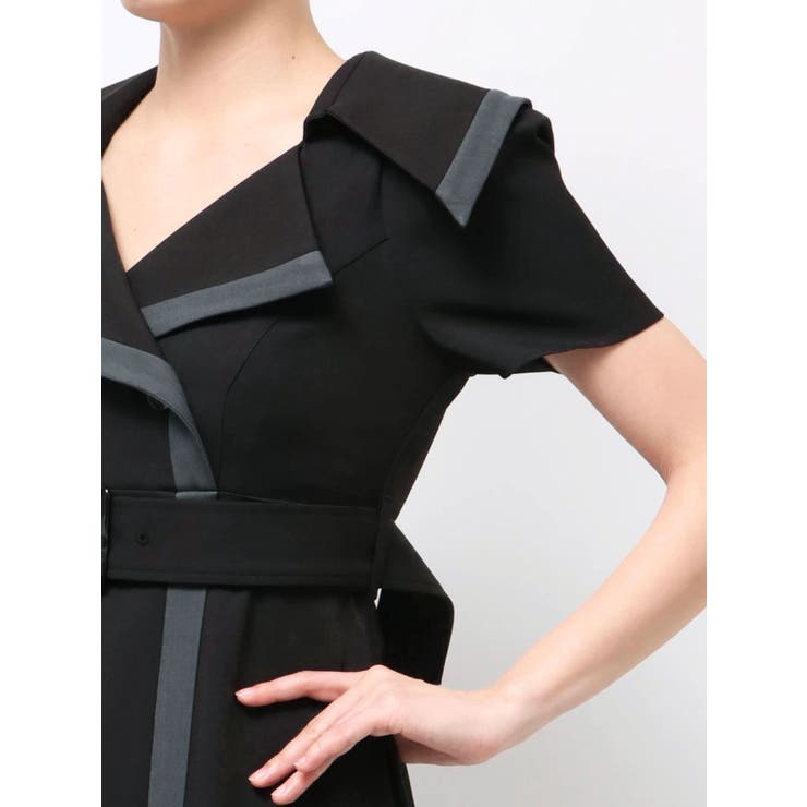 バイカラーハーフスリーブトレンチフレアワンピース | MERCURYDUO | 詳細画像29 