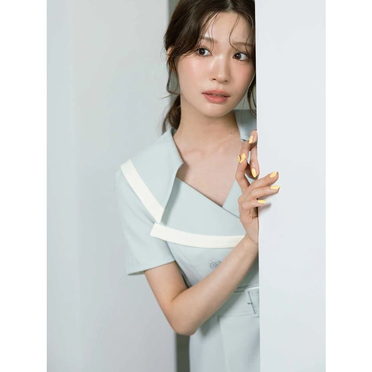 バイカラーハーフスリーブトレンチフレアワンピース | MERCURYDUO | 詳細画像4 