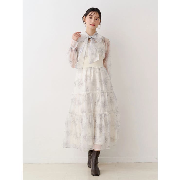 アイボリー | トワルドジュイボウタイウエストリブワンピース | MERCURYDUO