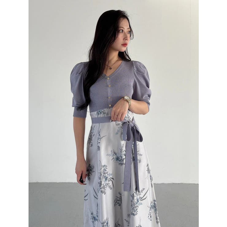 ブーケ花柄ニットドッキングワンピース | MERCURYDUO | 詳細画像15 