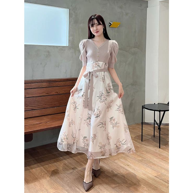 ブーケ花柄ニットドッキングワンピース | MERCURYDUO | 詳細画像16 