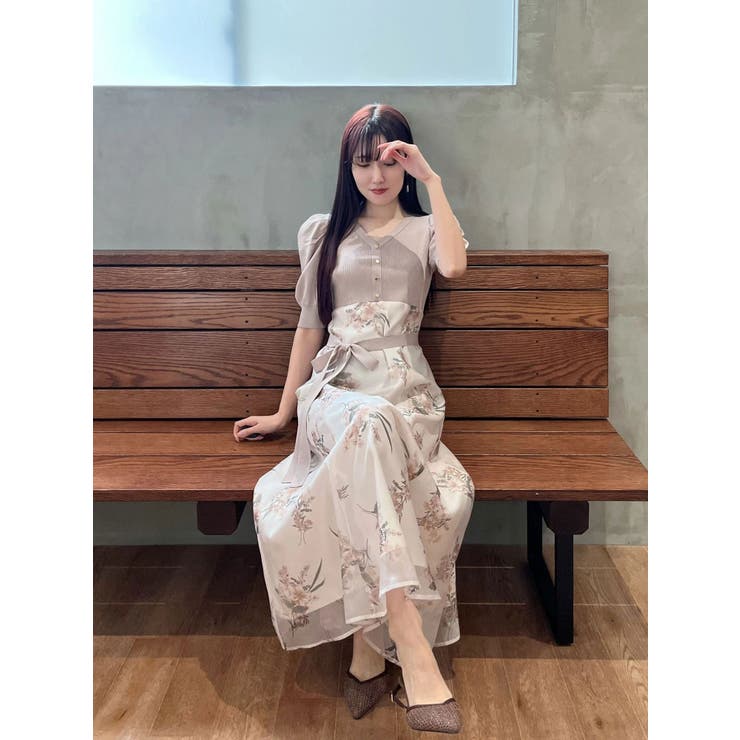 ブーケ花柄ニットドッキングワンピース | MERCURYDUO | 詳細画像20 