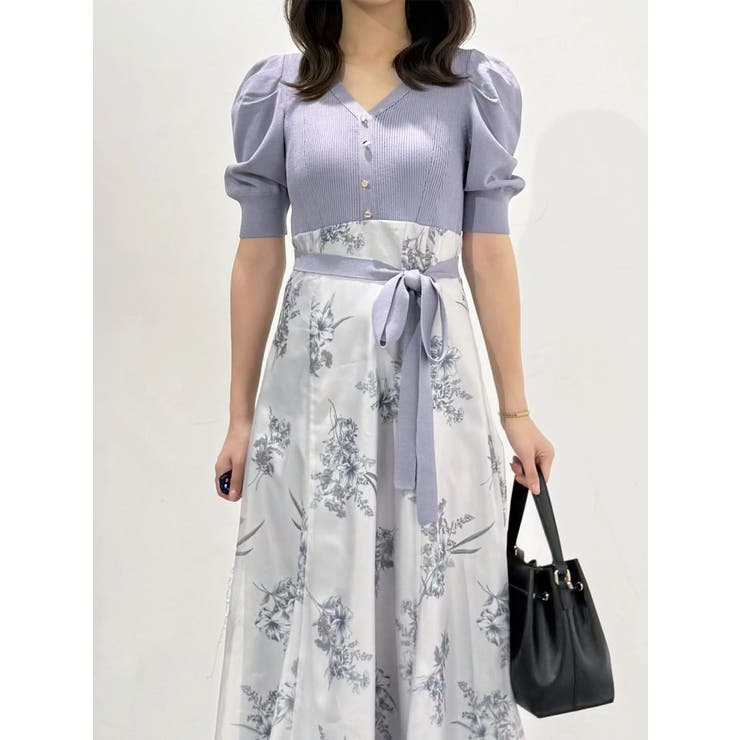 ブーケ花柄ニットドッキングワンピース | MERCURYDUO | 詳細画像25 