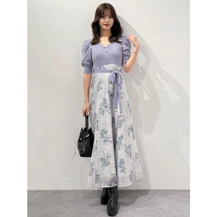 ブーケ花柄ニットドッキングワンピース | MERCURYDUO | 詳細画像26 