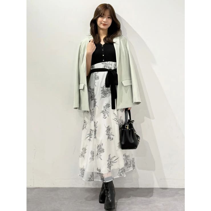 ブーケ花柄ニットドッキングワンピース | MERCURYDUO | 詳細画像34 