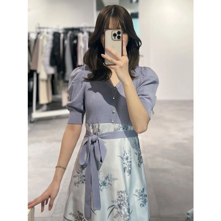 ブーケ花柄ニットドッキングワンピース | MERCURYDUO | 詳細画像39 