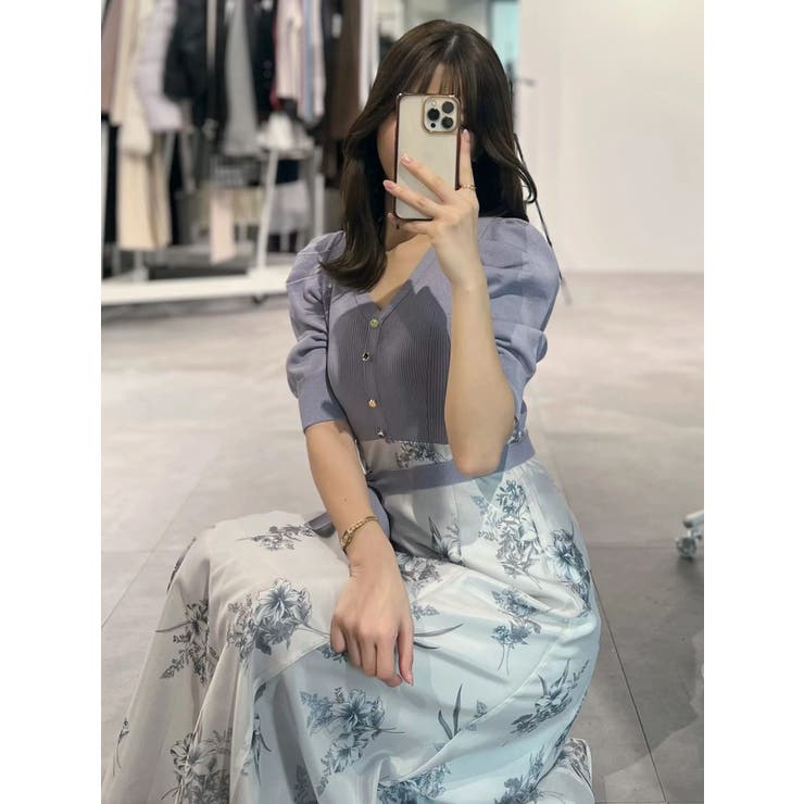 ブーケ花柄ニットドッキングワンピース | MERCURYDUO | 詳細画像40 