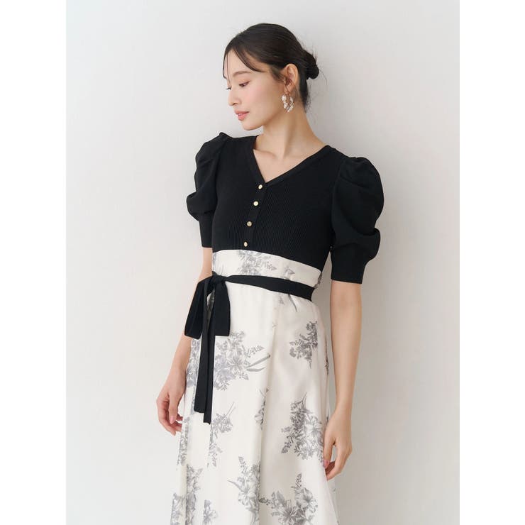 ブーケ花柄ニットドッキングワンピース | MERCURYDUO | 詳細画像6 